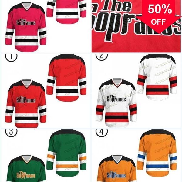 Mag A3740 Merce esclusiva Le maglie da hockey Sopranos 100% cucite Rosso Bianco Verde Giallo S-3XL Spedizione veloce