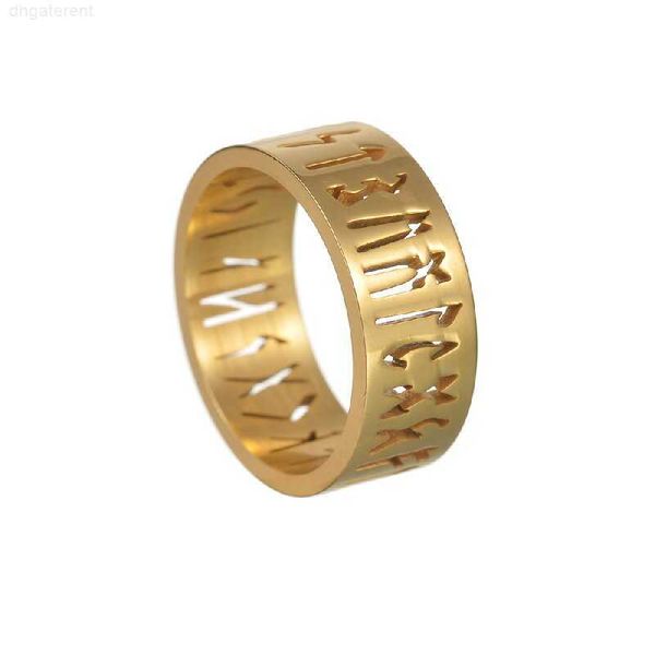 Anelli a fascia 8 mm di larghezza Scheletro in acciaio inossidabile Gioielli Loon Rune Viking Letters L'anello da uomo non perde colore