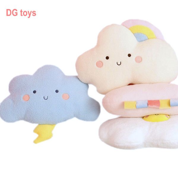 Bambole di peluche Cute Emotion Face Weather Cuscino Farcito Tuono Nuvole scure Arcobaleno Nuvola bianca Cuscino Baby Bed Room Decor Home 230603