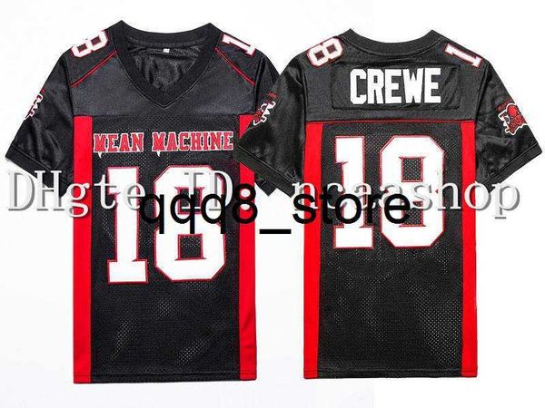 qq88 Mens 18 Paul Crewe Mean Machine Mean Machine Long Long Movie Football Jersey Stitched Black Size S-XXXL