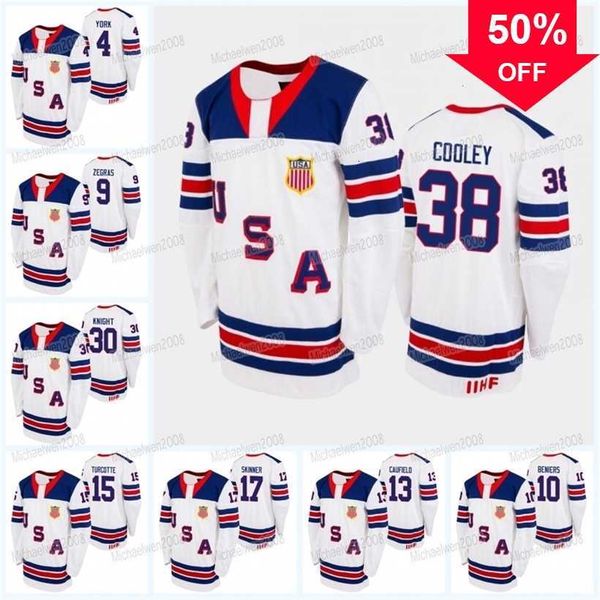 Mag MitNess USA 2022 Draft IIHF WJC Gold Winner White Hockey Jersey Logan Cooley Trevor Zegras Spencer Knight Alex Turcotte Matthew Beniers Matthew