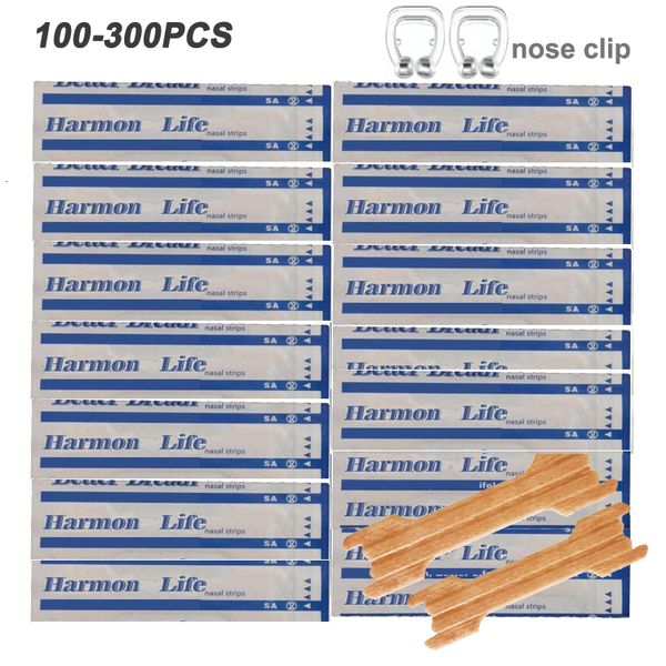 Крышка храпа 100-300pcs дыхание носовые полоски правая помощь остановите храп носовой пластырь хороший продукт для сна.
