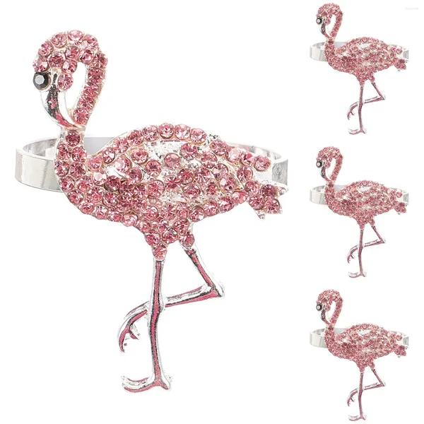 Geschirr-Sets 4 Stück Hawaiian Party Serviettenring Kreative Flamingo-förmige Schnalle Strass Dekoration Halter