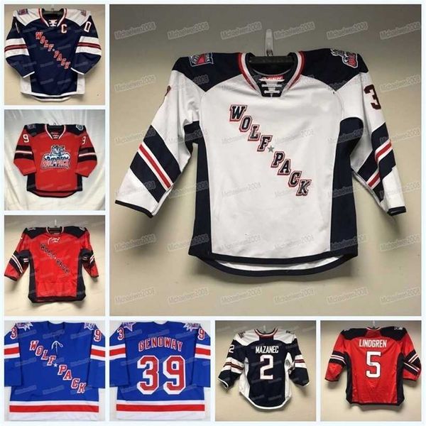 C2604 MitNess Custom Wolf Pack Hockey Jersey AHL Jonny Brodzinski Anthony Greco Tanner Fritz Ty Ronning Tim Gettinger Zac Jones