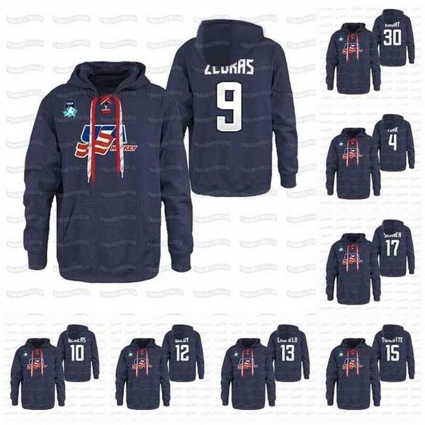 C2604 C202 USA 2021 IIHF WJC Gold Winner Hoodie Pullover Cam York Trevor Zegras Matthew Beniers Matthew Boldy Caufield Turcotte Hunter Knight Jersey