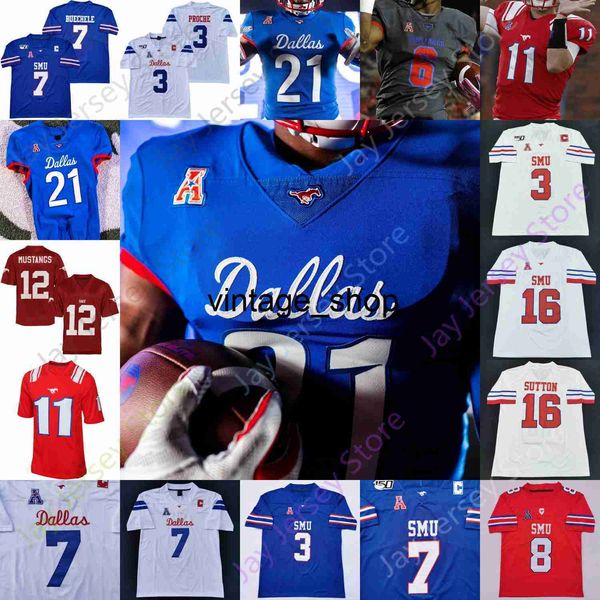 Vin SMU Mustangs Fußballtrikot NCAA College Tanner Mordecai Tre Siggers Rashee Rice Jimmy Phillips Jr. Kerley Wheaton TJ McDaniel Daniels Jr. Keke Burns