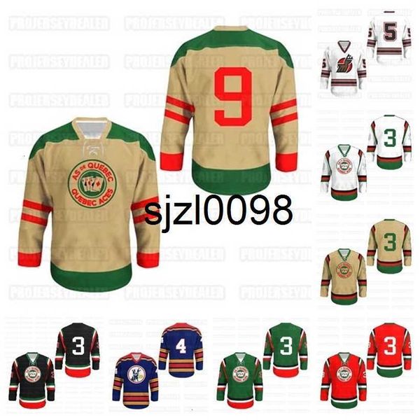 Sj98 Quebec Aces Hockey Jersey NOVO Qualquer tamanho e jogador ou número Stitch Colors Jerseys de beisebol