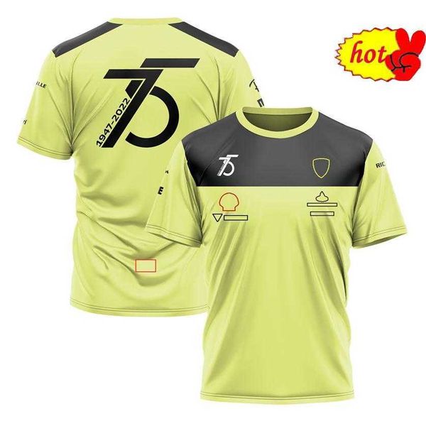F1 Team Amarelo Edição Especial Camiseta Esportiva de Manga Curta Terno de Corrida Masculino para Fãs241e Muxk