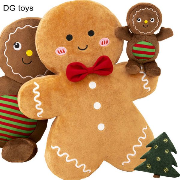 Peluche Cuscini Cuscini Adorabile Pane allo Zenzero Giocattolo Farcito Caramello Cioccolato Gingerbread Man Cuscino Albero di Natale Casa Arco Anello Decor Xmas Deer 230603