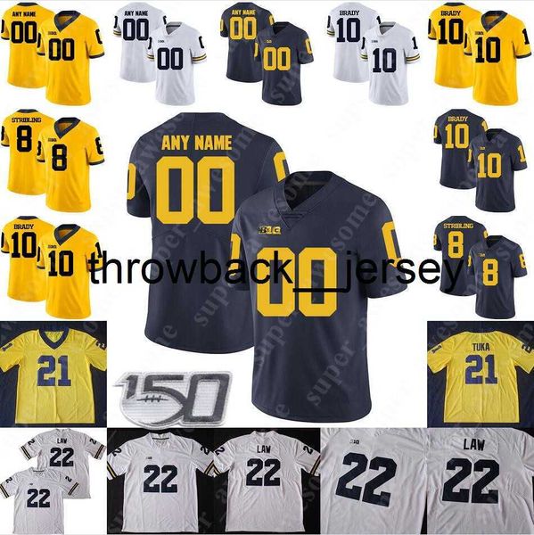 Thr Michigan Wolverines Fußballtrikot LaMarr Woodley Braylon Edwards Jabrill Peppers Tom Harmon Jim Harbaugh Steve Hutchinson Brandon Graham