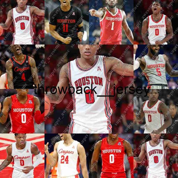 Thr Houston Cougars Maglia da basket Marcus Sasser Jarace Walker Tramon Mark JWan Roberts Jamal Shead JaVier Francis Emanuel Sharp Terrance Arceneaux Reggie Chan