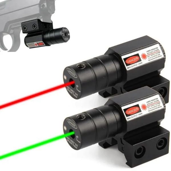 Escopo de mira a laser de ponto verde vermelho tático 11 mm/-20 mm ajustável Picatinny Rail Mount Rifle Airsoft Laser com baterias-verde