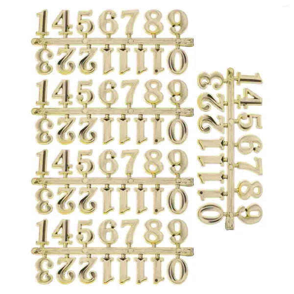 Wanduhren 5 Sätze Digitales Nummernschild DIY Arabische Dekoration 12,8 x 5,2 cm Goldene Kunststoffzahlen