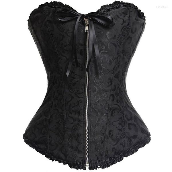 Bustier Corsetti Overbust Corsetto Sexy Pizzo Plus Size Erotic Zip Floreale Donna Bustier Lingerie Top Broccato Moda vittoriana