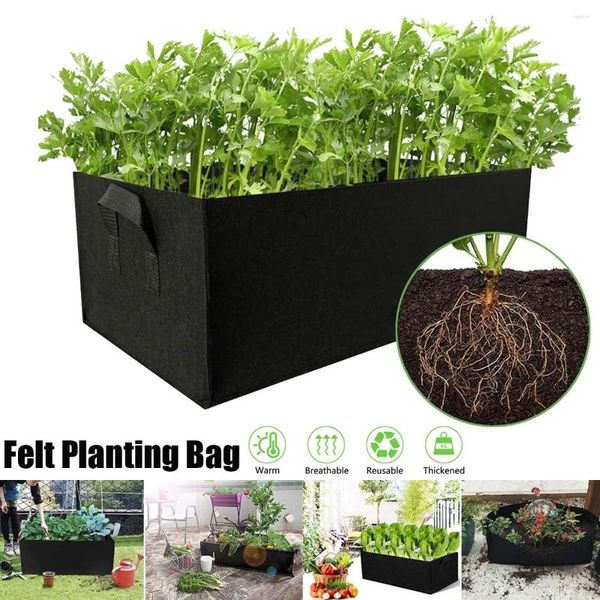 Fioriere rettangolari nere piante da giardino borsa per la coltivazione di verdure vaso di fiori sacchetti di patate ecologiche per ornamento