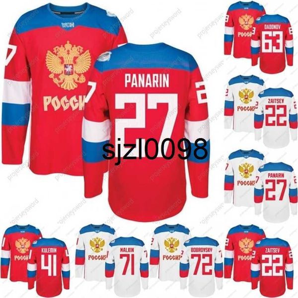 Sj98 2016 World Cup Team Russland Hockey Trikots WCH 74 Emelin 72 Bobrovsky 47 Marchenko 42 Anisimov 41 Kulemin 27 Panarin 22 Zaitsev Custom Hockey