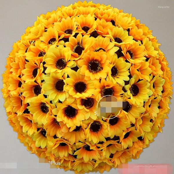 Flores decorativas 10 Polegada Girassol Beijo Bola Pendurado Artificial Para Casamento Festa De Jardim Decoração de Natal