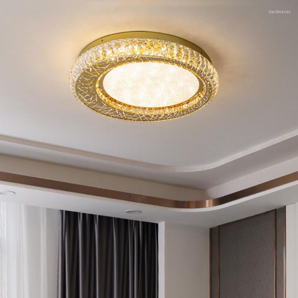 Lustres Golden Bird Nest Design quarto lâmpadas penduradas para teto redondo cristal de aço inoxidável luz led com iluminação interna embutida