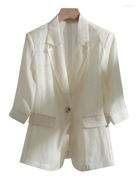 Damenanzüge Damen Frühling Sommer Blazer Beige Blau Grün Halbarm Büro Damen Business Arbeitskleidung Formale Jacke Mantel