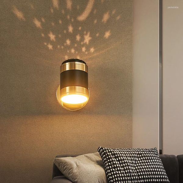 Candeeiro de parede moderno rotativo LED luminária loft preto ouro ferro estrela projetor arandela leitura cabeceira decoração de casa luminária