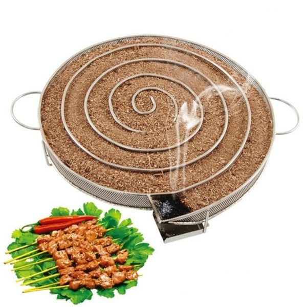 Ferramentas para churrasco Acessórios Gerador de fumaça fria Aço Churrasqueira Utensílio de cozinha Fumante Salmão Bacon Peixe Mini Maçã Lasca De Madeira Caixa De Defumar 230603