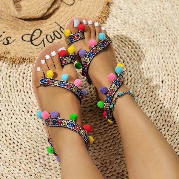 Sandals femmina 987 scarpe in vendita 2024 Fashion Sweet Bohémien Style Casual Flats Plus Dimes Women Beach Vacation