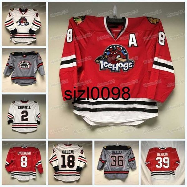 SJ98 Özel Rockford Icehogs Hokey Jersey Ahl Ryan Stanton Jakub Pour D.J. Busdeker Brett Connolly Evan Barratt Alec Regula Ian