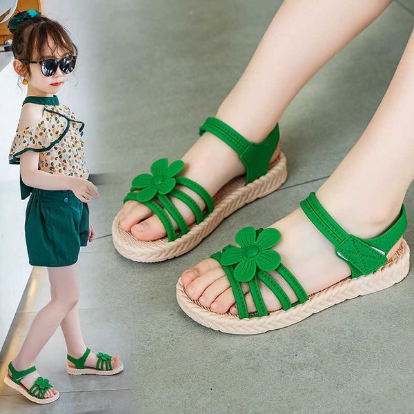 Sandálias moda fofas flores meninas sandálias de verão infantil de fundo macio