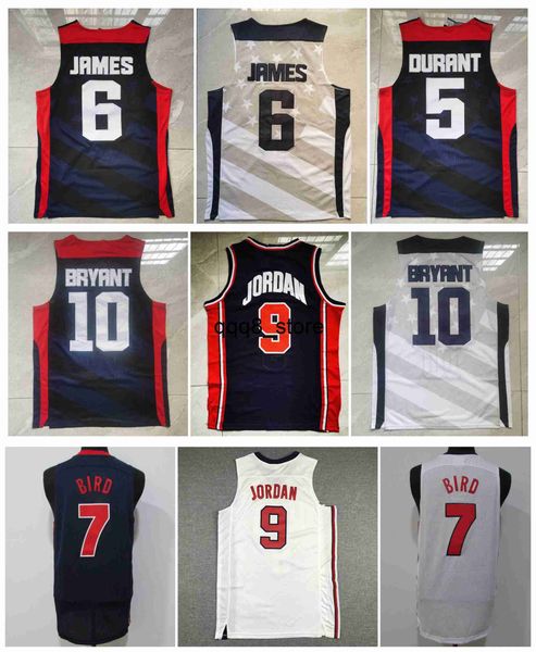 QQQ8 2012 Takımı ABD 9 Michael Jor Dan Basketbol Jersey Bryant Kevin Durant James Larry Bird Mitchell ve Ness Gericazlık Formaları Beyaz Bluesize S-XXL