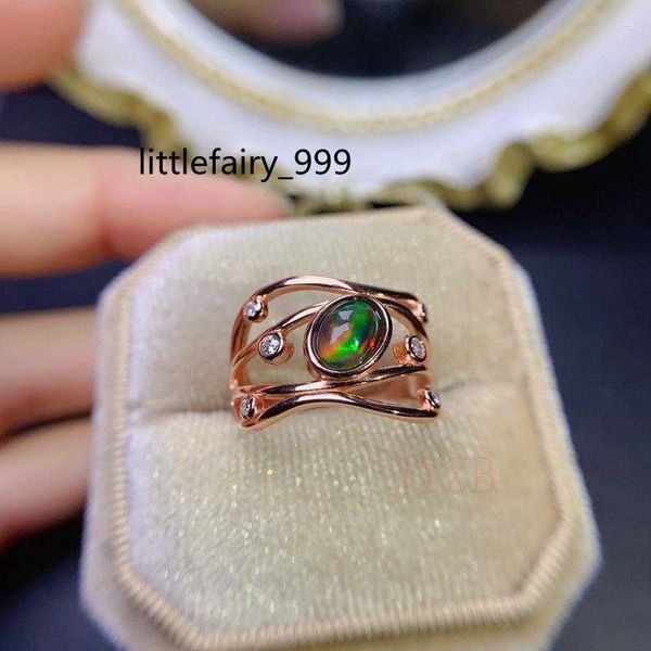 Küme halkaları ışık lüks kadın yüzüğü doğal opal vintage tasarım bir niş gümüş 925