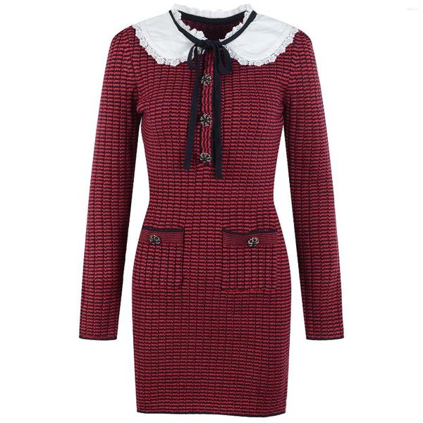 Casual Kleider Frühling Marke Design Pullover Stricken Frauen Mini Kleid Vintage England Mode Vestidos Japan Koreanisch