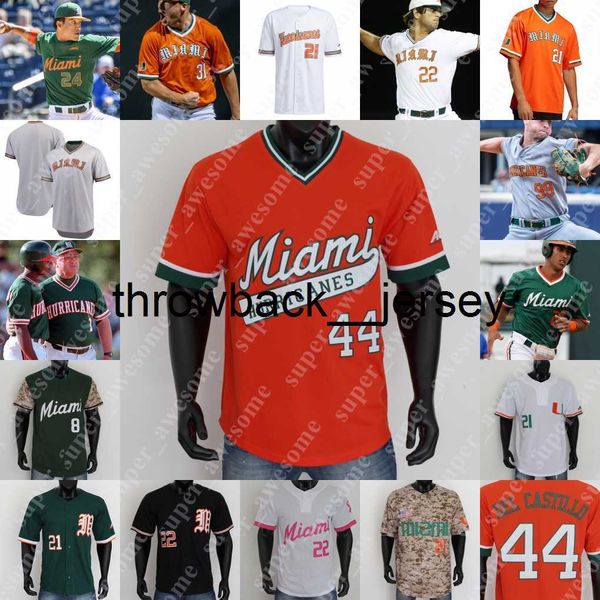 Thr NCAA Miami Hurricanes Baseball Jersey CJ Kayfus Dominic Pitelli Yohandy Morales Dorian Gonzalez Jr Maxwell Romero Jr Jacob Burke Edgardo Villegas Karson Ligon