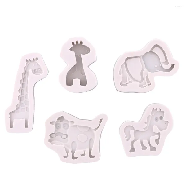 Stampi da forno Stampo in silicone per animali dei cartoni animati Elefante Giraffa Cioccolato fondente Biscotto Torta Resina epossidica fatta a mano fai da te