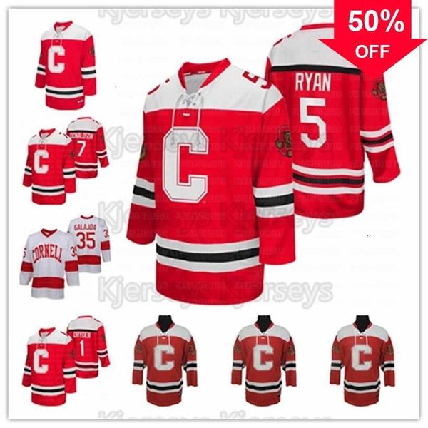 Mag MitNess CUSTOM Cornell Big Red NCAA College Hockey Jersey 14 ebel-riley-nash 1 ken-dryden 28 brenden-locke 7 cam-donaldson Qualquer número de nome