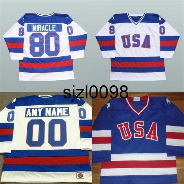 Sj98 1980 Miracle On Ice Hockey Maglie 15 Mark Wells 24 Rob McClanahan 28 John Harrington Mens 100% cucita Team USA Hockey Jersey