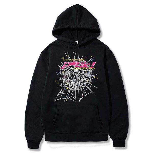 Designer SP5DER 555555 Young THDPPink - Felpe con cappuccio con stampa Spider Angel per uomo e donna pullover in schiuma Web Hip Hop Graphics PVD 55555555 Saldi di fabbrica