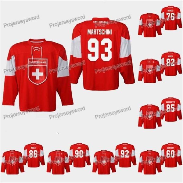 C2604 Mit Svizzera Lino Martschini 2019 IIHF World Championship Jersey Noah Rod Joel Genazzi Simon Moser Sven Andrighetto Roman Josi Gaetan Haas