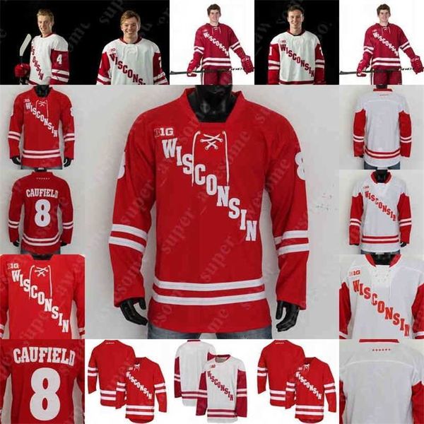 C2604 C202 Wisconsin Badgers Hockey-Trikot Cole Caufield Robbie Beydoun Linus Weissbach Dylan Holloway Ty Pelton-Byce Roman Ahcan Cameron Ty Ember