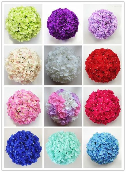 Flores decorativas 11 Polegada Hortênsia Artificial Almofada de Alfinetes Casamento Beijando Enforcamentos para Enfeites de Natal Decoração de Festa