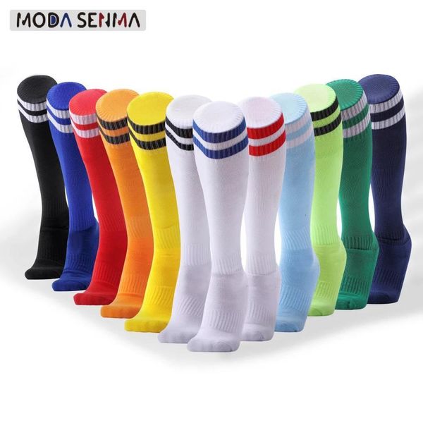 Спортивные носки футбольные носки без скольжения длинные трубки над коленными носками Полосатые футбольные носки.