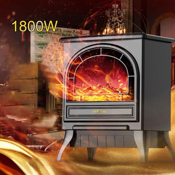 Riscaldatori 1800 W Freestand Camino elettrico stufa al riscaldatore 3D Simulazione Flamma Effetto Flamma Remoto Home Office Radiatore