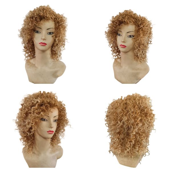 Schwarze Frauen Perücken wie menschliches Haar Perücken billige Perücken glühlose Perücken vorgenommen 14 Zoll Kinky Curly Ginger afro gekinky Welle