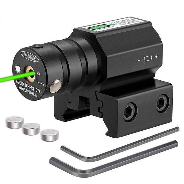 Mirini laser tattici a punto rosso verde con supporto per guida Picatinny per cannocchiale da puntamento mirino accessori per tiro caccia-verde