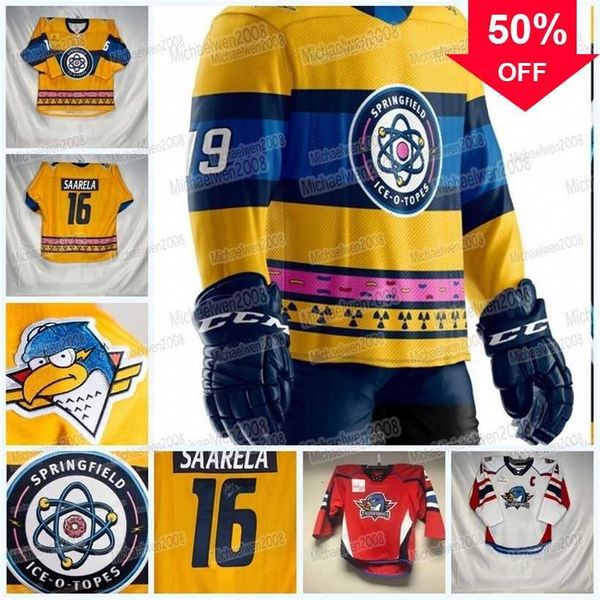 Mag Mitness Custom Springfield Thunderbirds Ahl Hokey Jersey Matthew Peca Sam Anas Nathan Walker Scott Perunovich Hugh McGing Logan Brown Josh