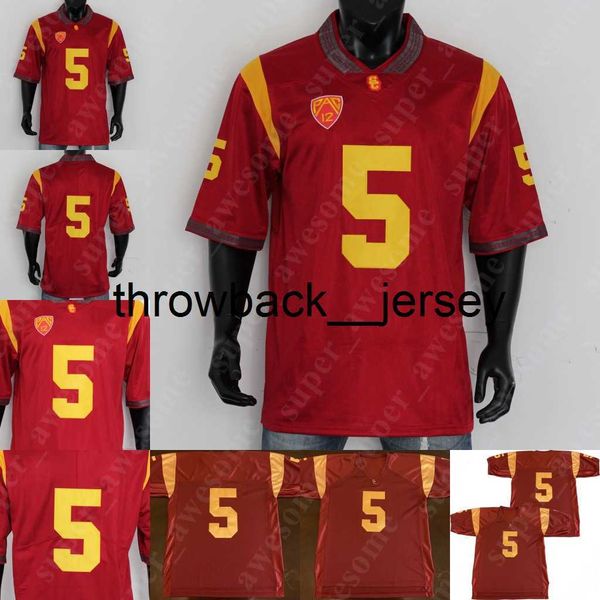 Maglia da calcio Thr 5 Reggie Bush USC rossa tutta cucita