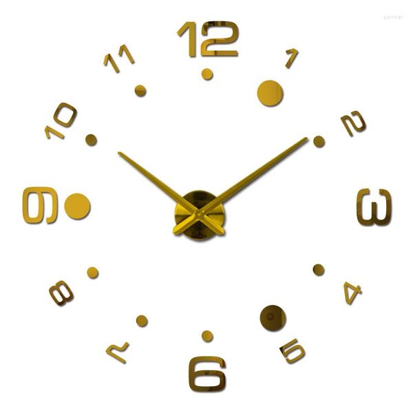Relógios de parede Aleatório Design europeu Diy Relógio de quartzo Acrílico Espelho Adesivo 3D Adesivos Digital Grátis