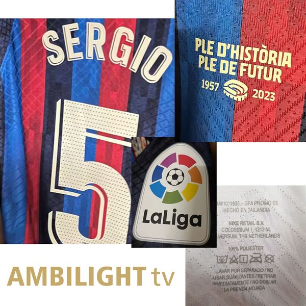 American College Football Wear 2023 Match Worn Player Issue CAMP NOU Maillot CHEIO DE HISTÓRIA CHEIO DE FUTURO adeus sergio ALBA Sports Jersey