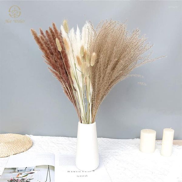 Flores decorativas 40 pçs buquê de grama de pampas secas para arranjos de flores de casamento decoração de casa boêmio chique decoração buquês de flores