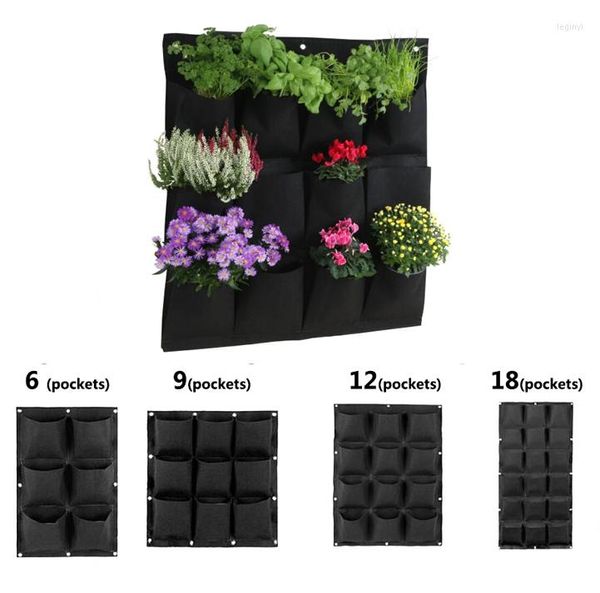Fioriere Pocket Flower Jardin Vertical Plant Grow Wall Bags Black Pot Attrezzi da giardino Piantagione domestica Fioriera da interno appesa