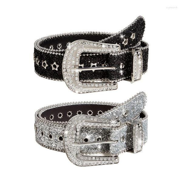 Cintura con fibbia per cinture per jeans con paillettes piene per adulti Cowboy Cowgirl DropShip